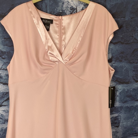 V Neckline A Line Formal Dress with subtle Ruffled accent hemline - Picture 2 of 7